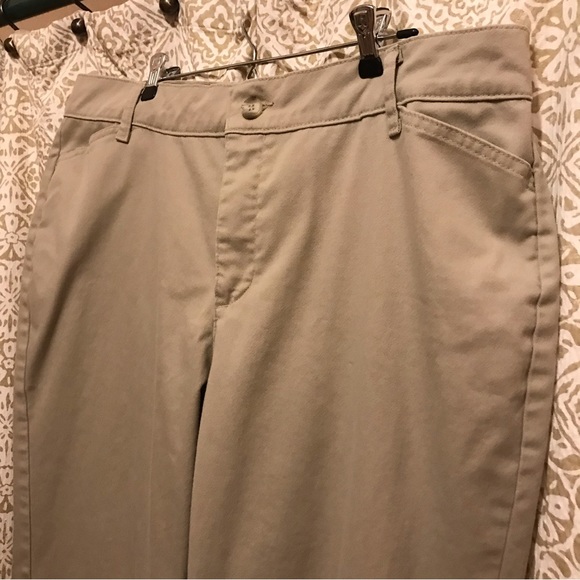 Riders by Lee Tan Khaki Zip Button Front, Back Button Slit Pockets Casual Pants - Picture 3 of 9